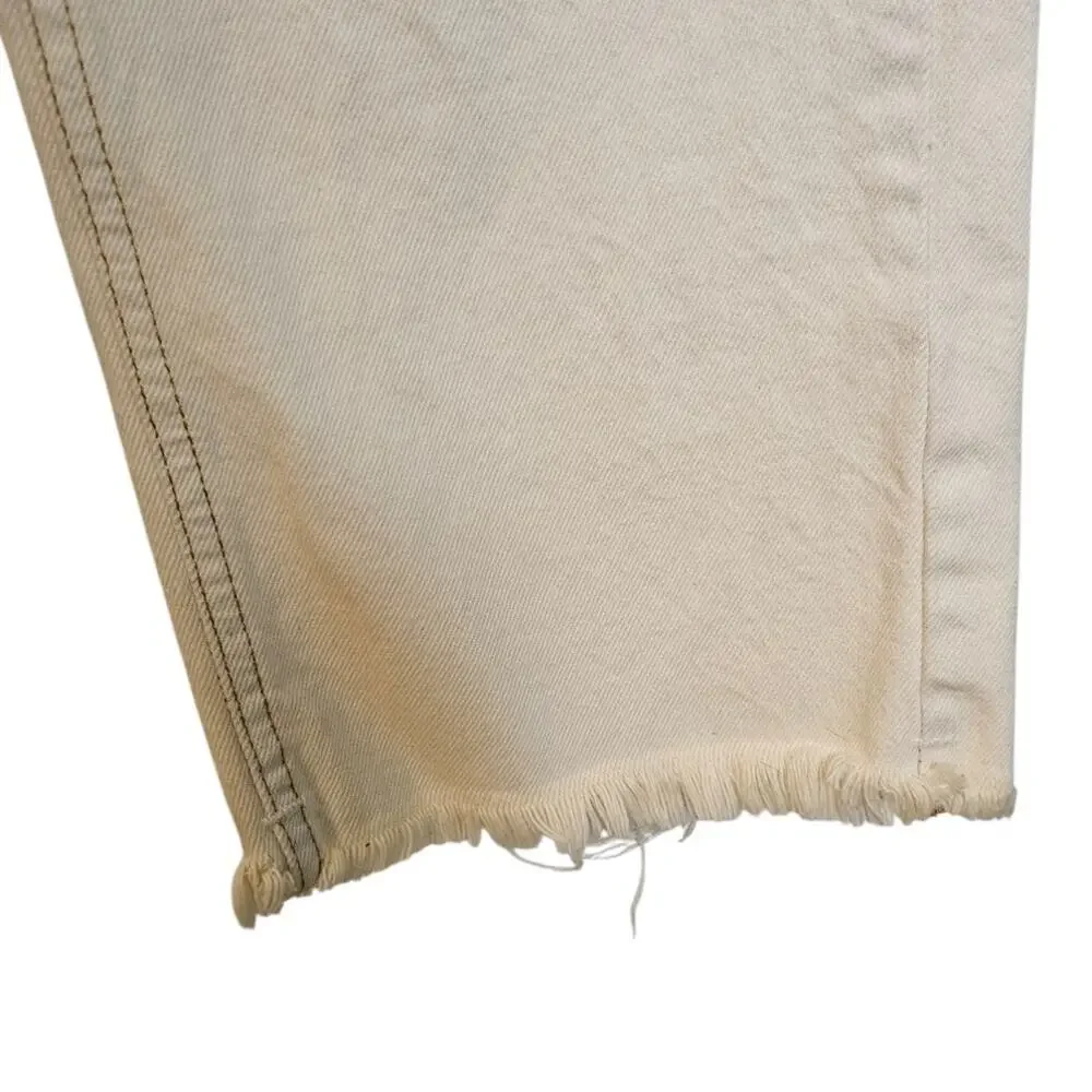 BDG Urban Outfitters Distressed Cowboy Jean Cream White Wide Leg Size 30